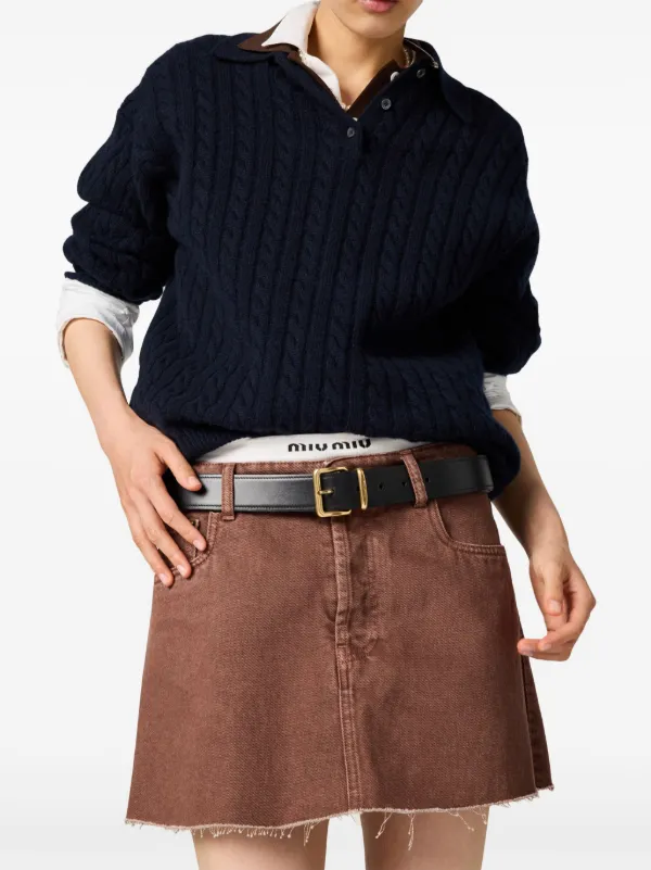 Miu Miu Bull デニム ミニスカート | ブラウン | FARFETCH JP