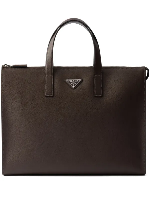 Prada Leather Tote Bag Brown FARFETCH PT