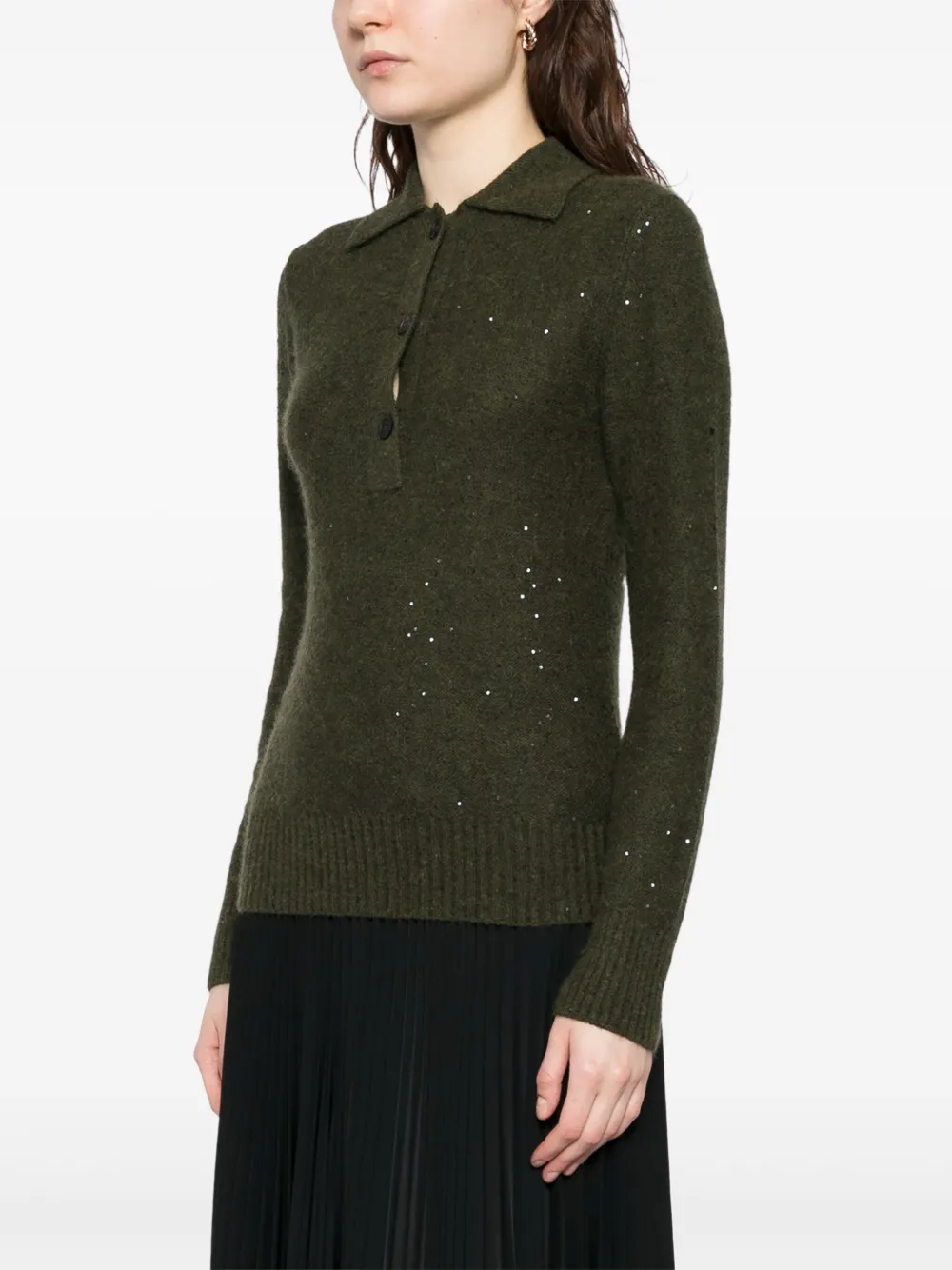 Fabiana Filippi Gebreid poloshirt Groen