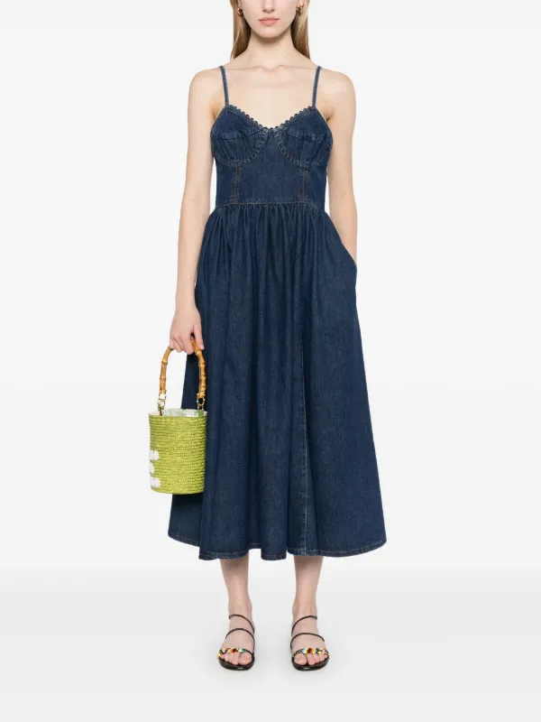 SANDRO Robe En Jean à Coupe mi-longue Bleu FARFETCH TN
