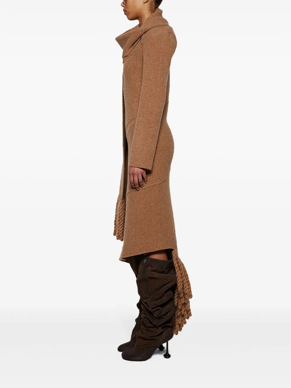 Burberry Jurk van wolblend met sjaaldetail Bruin