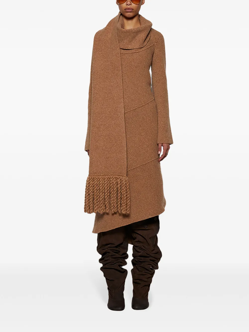 Burberry Jurk van wolblend met sjaaldetail Bruin