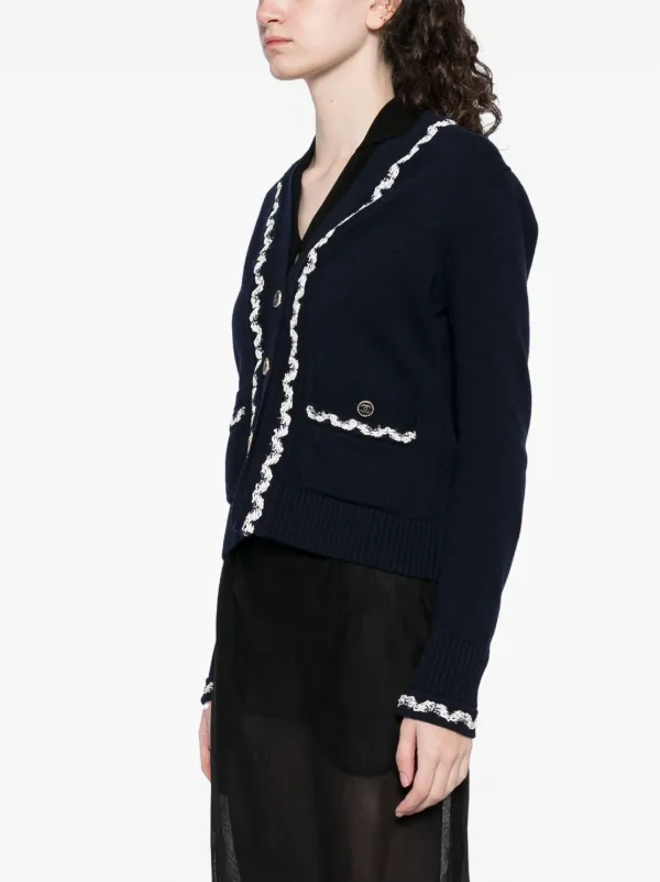 CHANEL Pre-Owned 2000s Braid Embellishment Cardigan | Blue | FARFETCH
