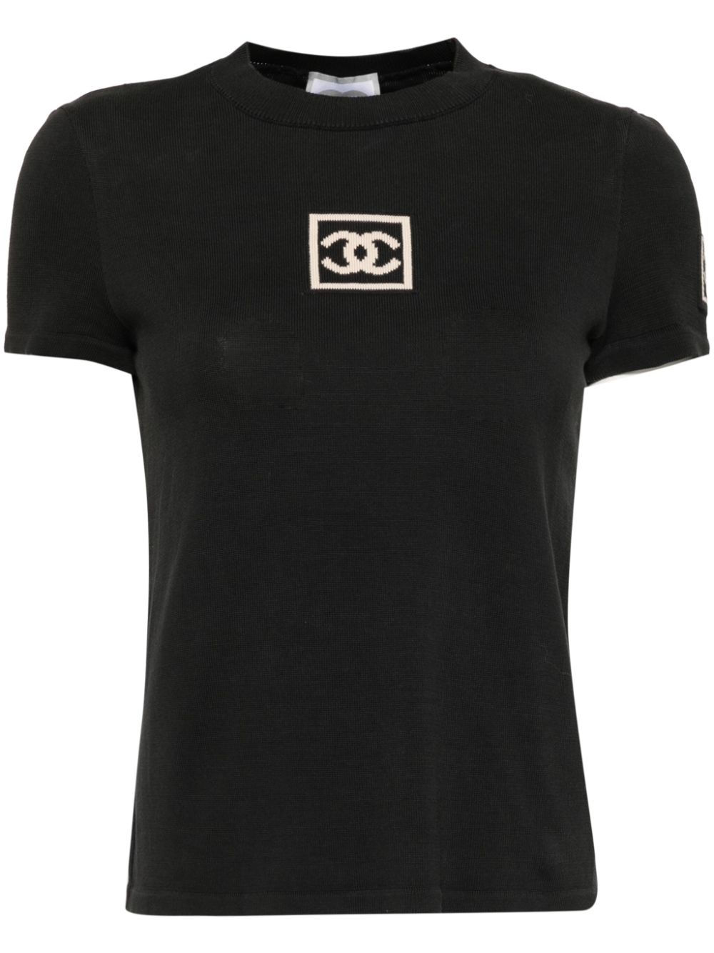 CHANEL Pre-Owned 2003 intarsia logo knitted top – Black