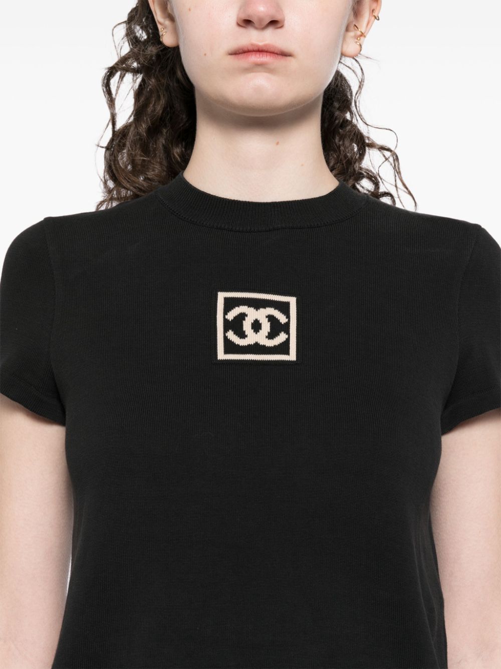 CHANEL 2003 intarsia logo knitted top Women