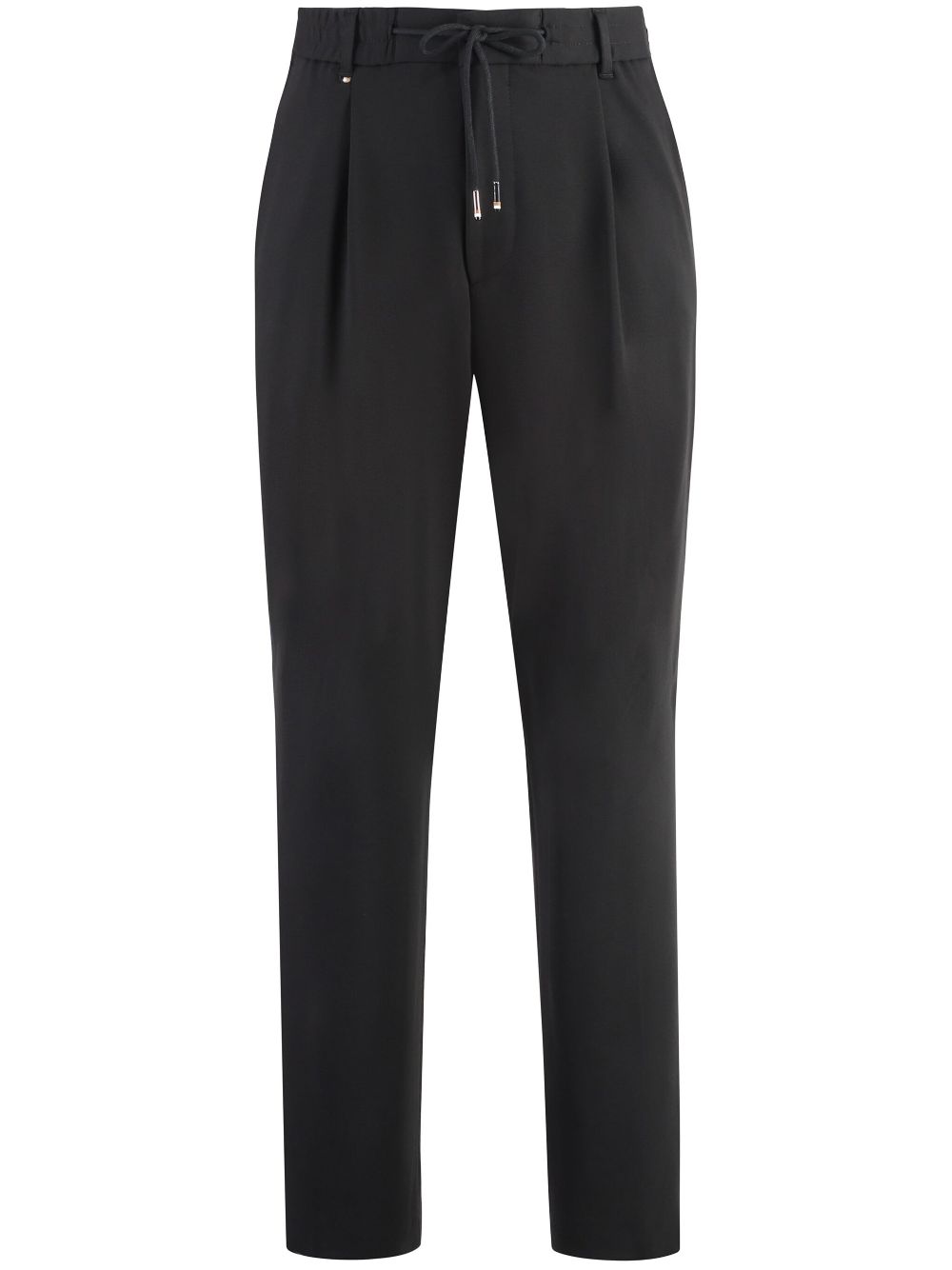 BOSS pleat-detail drawstring-waist tapered trousers - Black