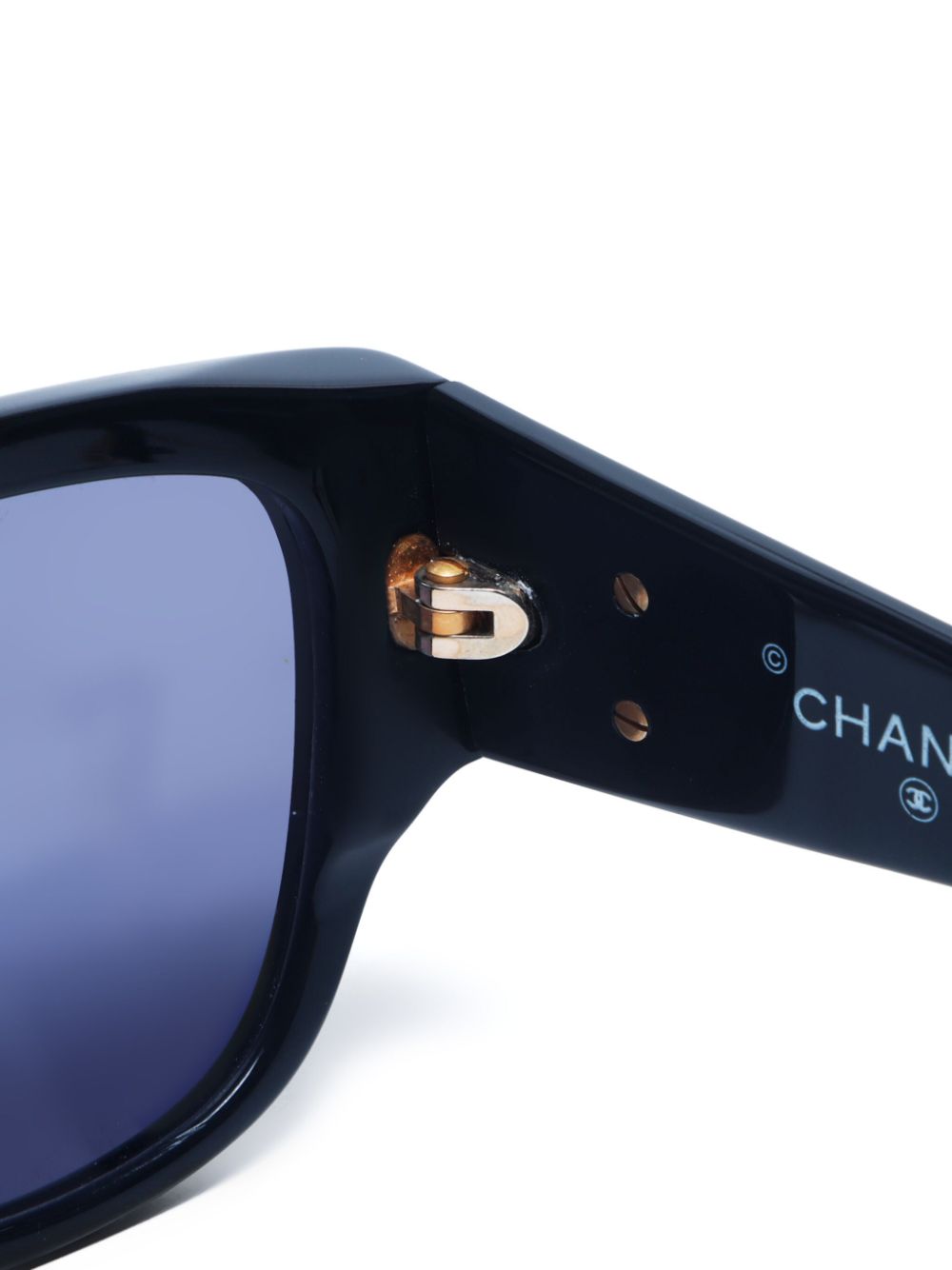 CHANEL 2000s shield frame chain sunglasses Women