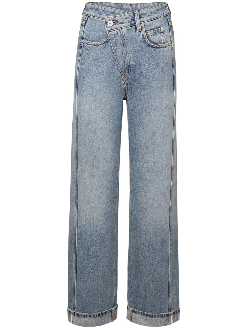 Loewe Deconstructed Criss-cross Waistband Jeans In Blue