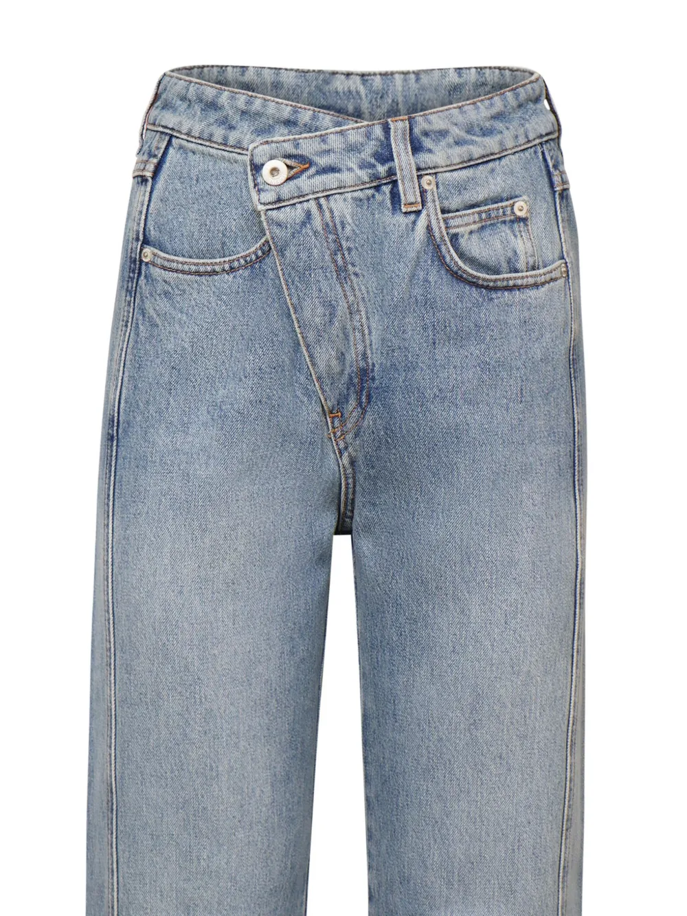 Loewe Deconstructed Criss-cross Waistband Jeans In Blue