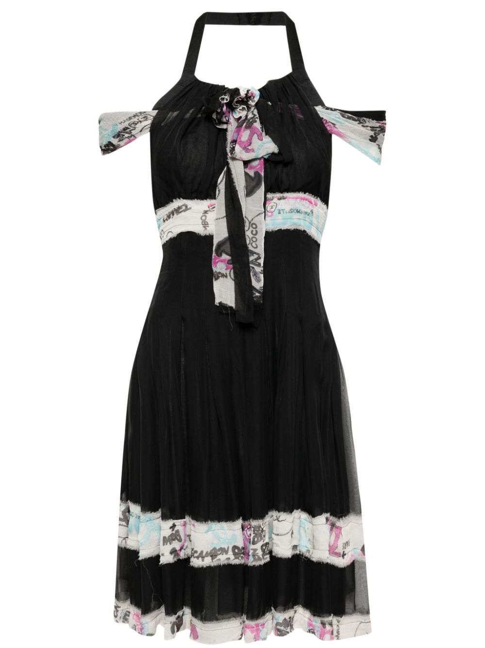 2007 graphic print halterneck dress