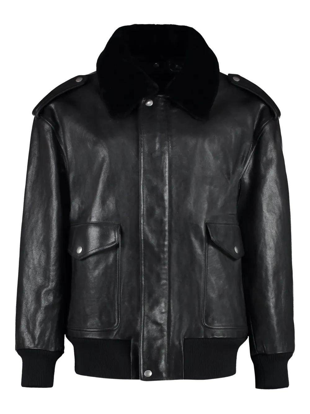 Prada Leren bomberjack Zwart