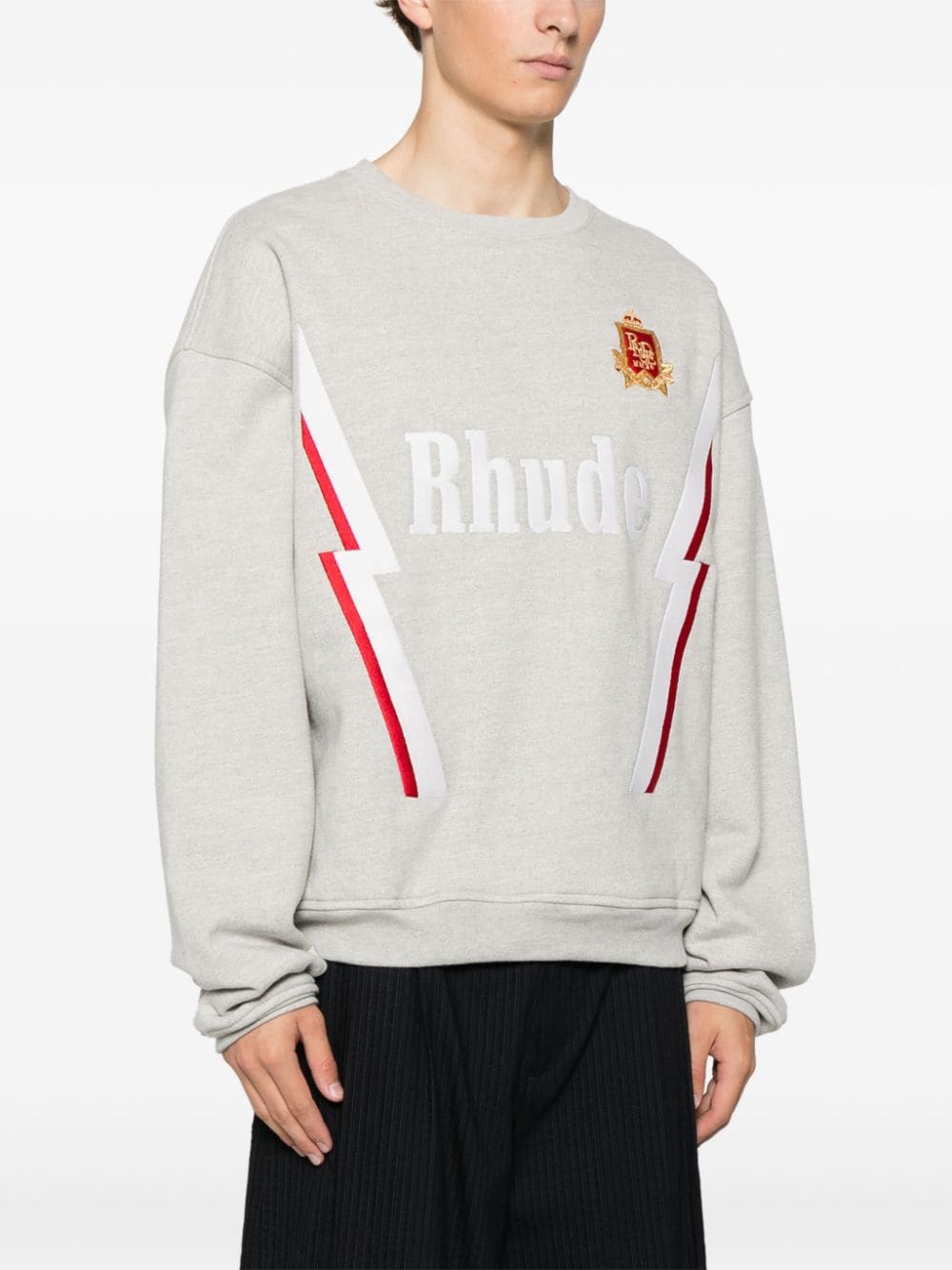 Shop Rhude Lightning Sweatshirt In Grey