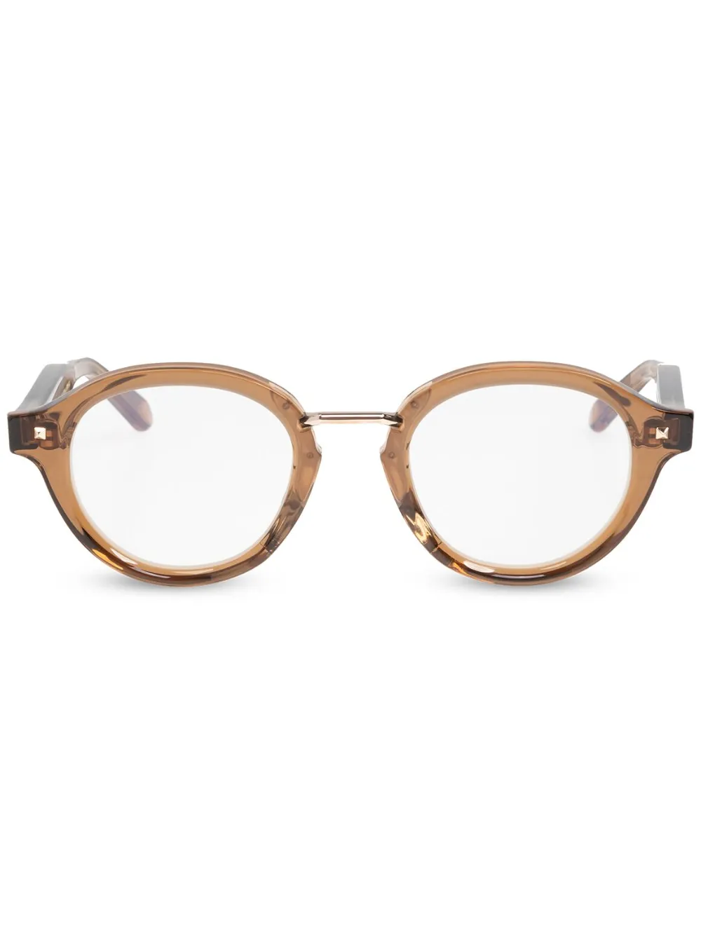 VALENTINO GARAVANI EYEWEAR ラウンド眼鏡フレーム - ブラウン VALENTINO GARAVANI EYEWEAR ラウンド眼鏡フレーム - ブラウン