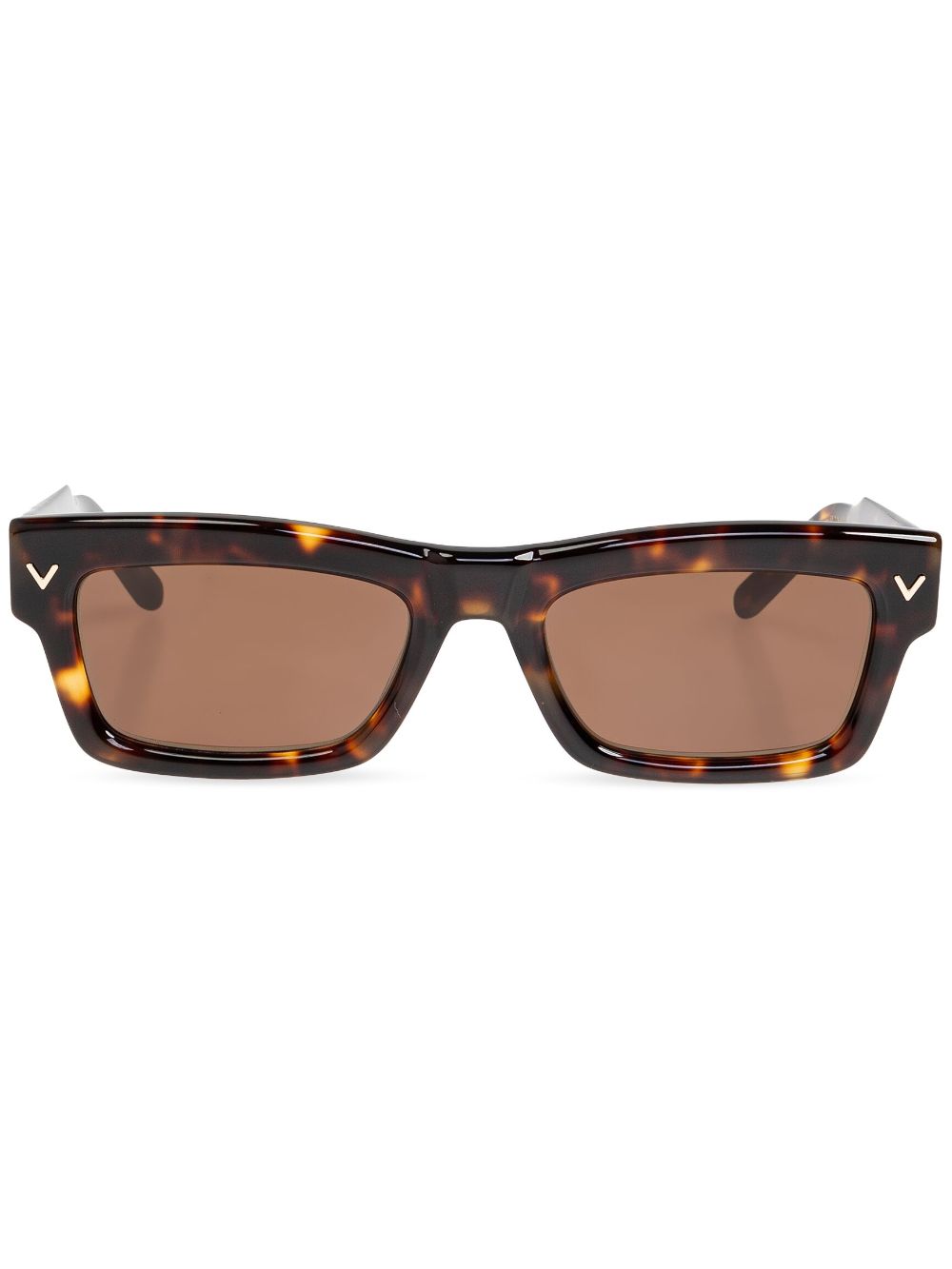 VALENTINO GARAVANI EYEWEAR V-vormige zonnebril met rechthoekig montuur Bruin