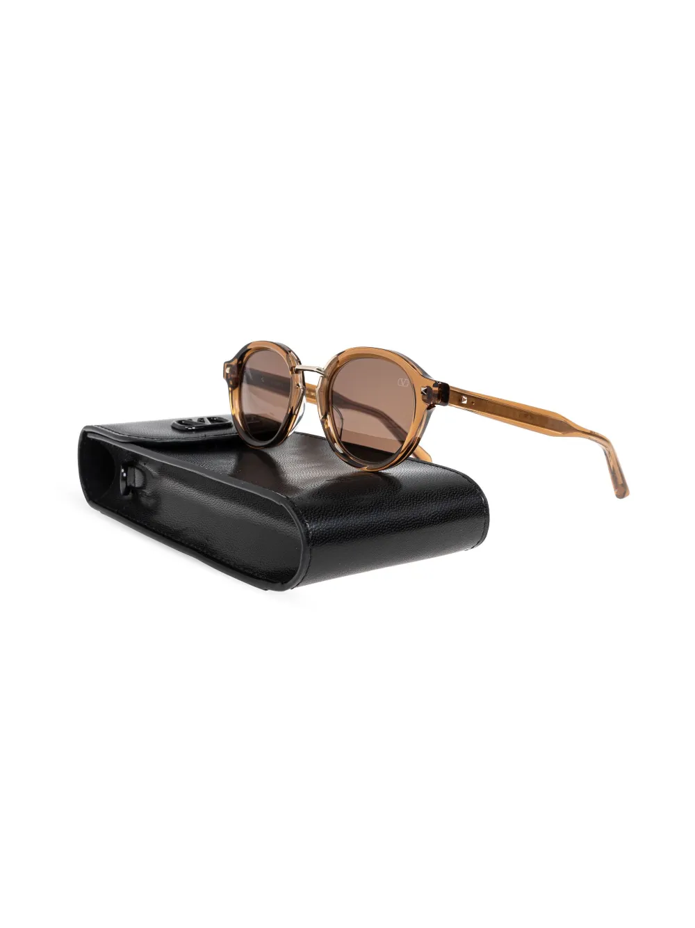 VALENTINO GARAVANI EYEWEAR Zonnebril met rond montuur Bruin
