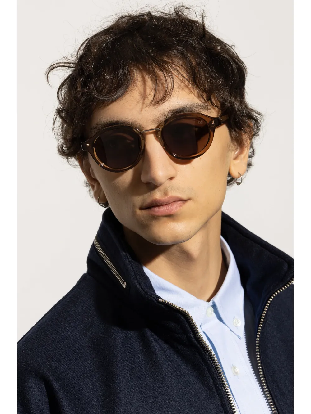 VALENTINO GARAVANI EYEWEAR Zonnebril met rond montuur Bruin