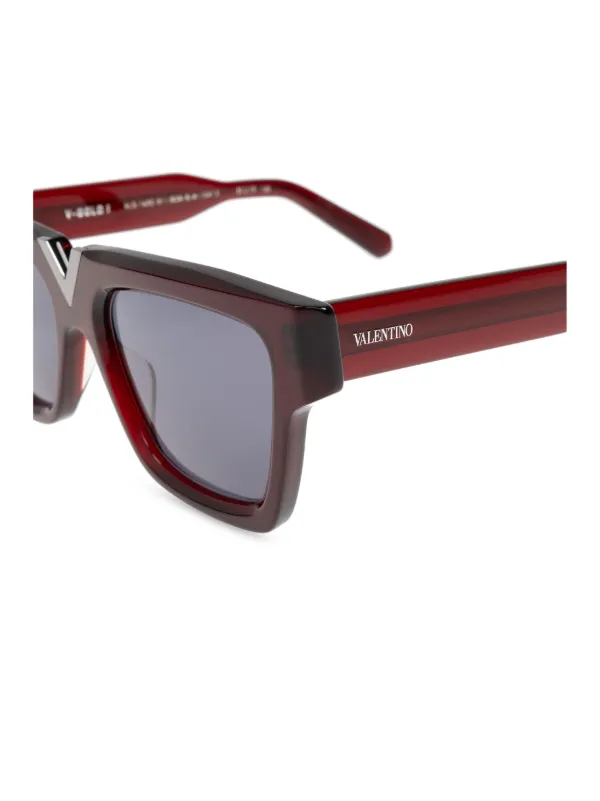 ‼️WOW‼️VALENTINO GARAVANI SUN GLASSES Red Rectangular W/Gold Emblem ❤️?❤️? VALENTINO GARAVANI EYEWEAR V-Uno Sunglasses | Red | FARFETCH main image 3