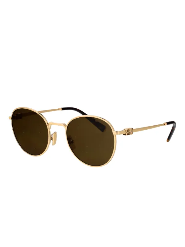 Miu Miu Eyewear Óculos De Sol Com Logo | Dourado | FARFETCH BR