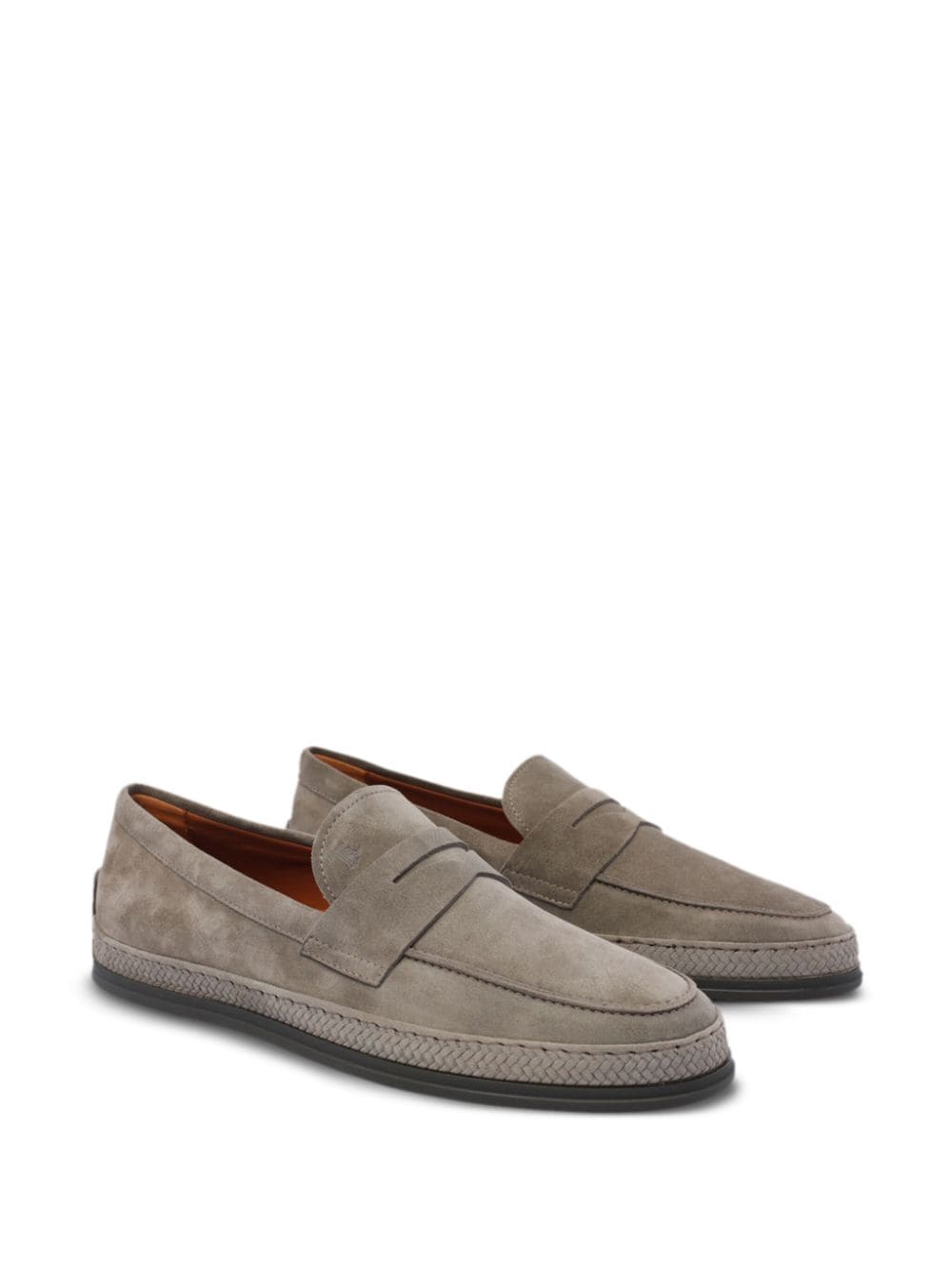 Shop Tod's Suede Loafers In Grey