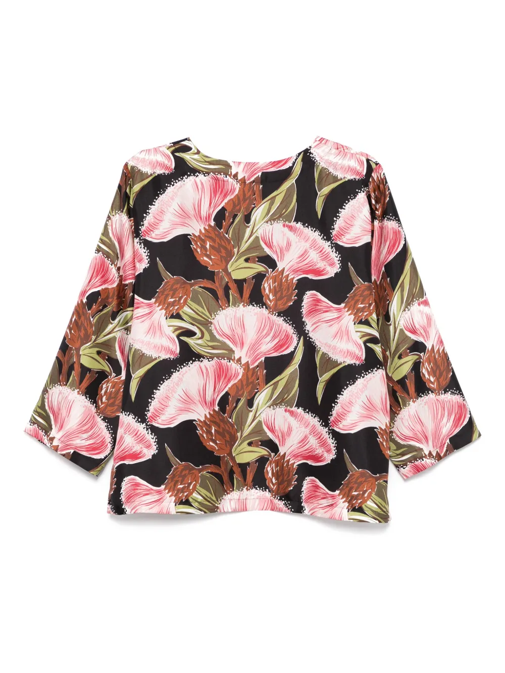 P.A.R.O.S.H. Shirt met bloemenprint - Zwart