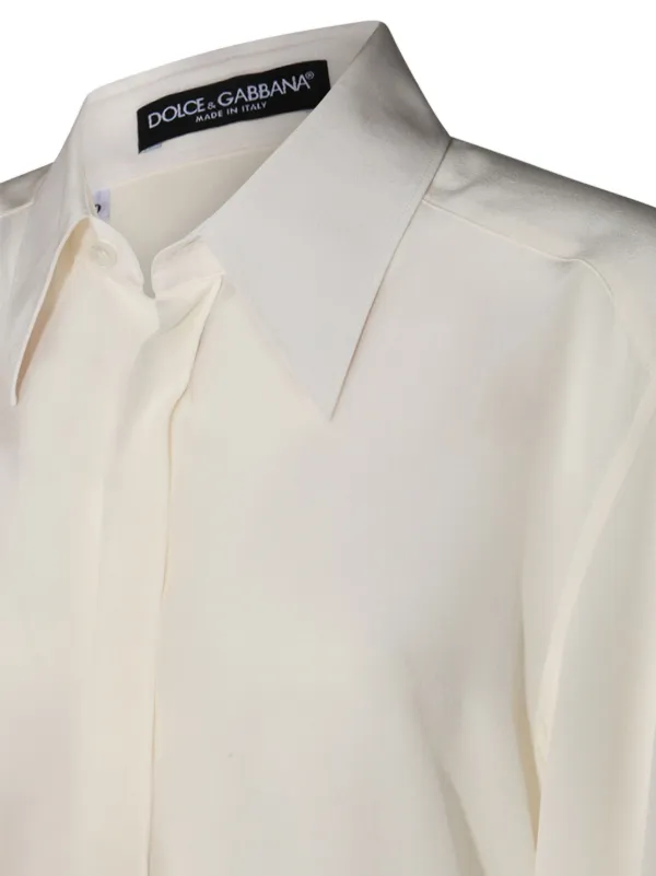 Dolce & Gabbana Concealed Fastening Silk Shirt | Neutrals