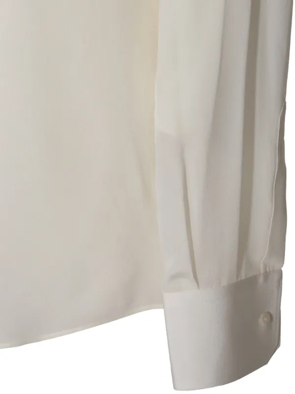 Dolce & Gabbana シルクブラウス　クリーム色 36 Dolce & Gabbana Concealed Fastening Silk Shirt | Neutrals