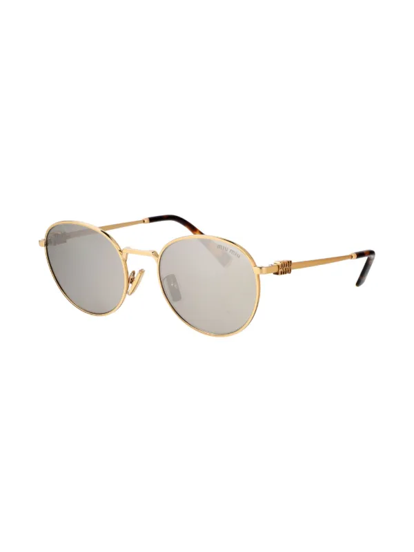 Miu Miu ラウンドサングラス ゴールド Miu Miu Eyewear ラウンドフレーム サングラス | ゴールドトーン