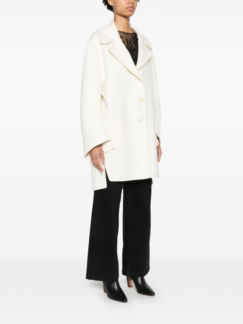 Ermanno Scervino Collared Coat In White