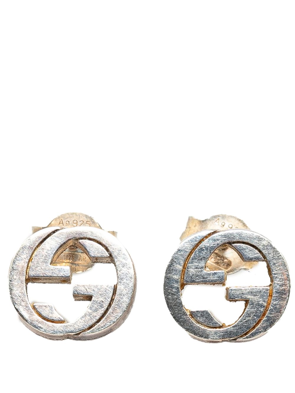 20th Century Sterling Silver Interlocking G Push Back costume earrings