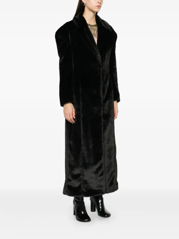 GCDS scarf-detail faux-fur Coat | Black | FARFETCH