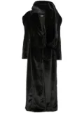 GCDS scarf-detail faux-fur coat - Black