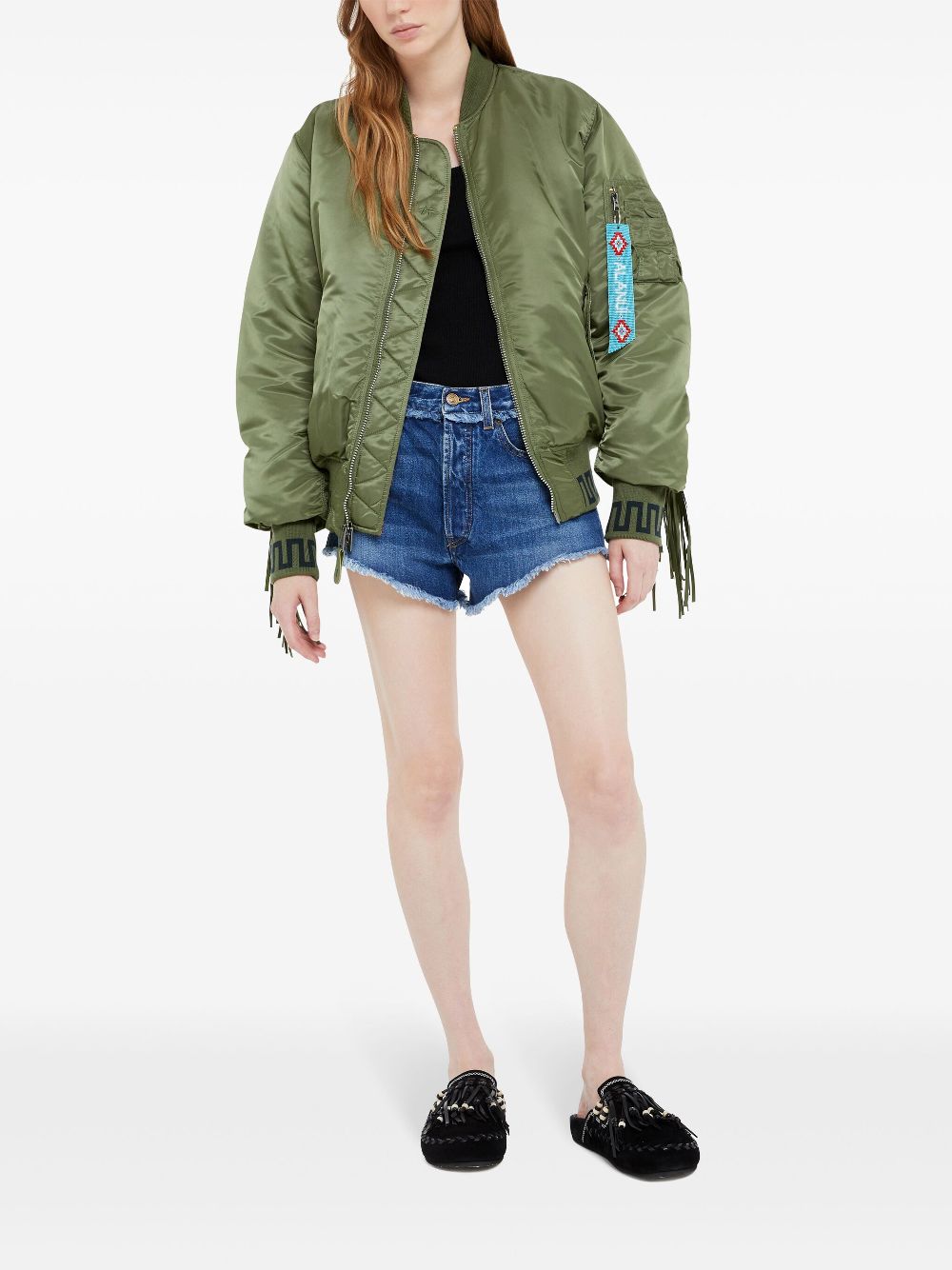 Alanui x Alpha Industries fringe-detailing bomber jacket - Green