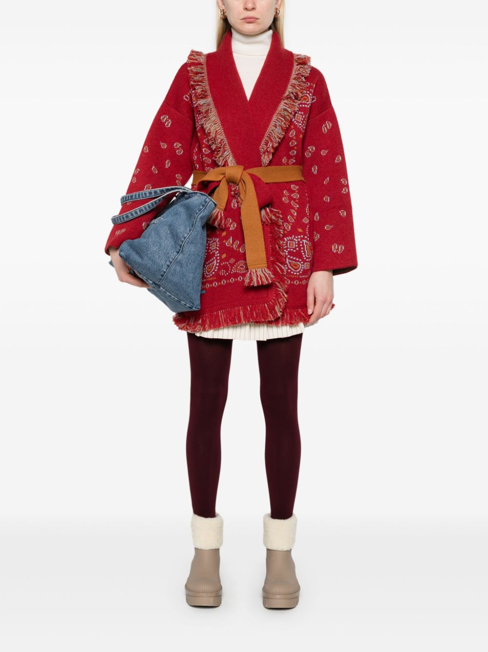 Alanui bandana-jacquard cardigan - Red