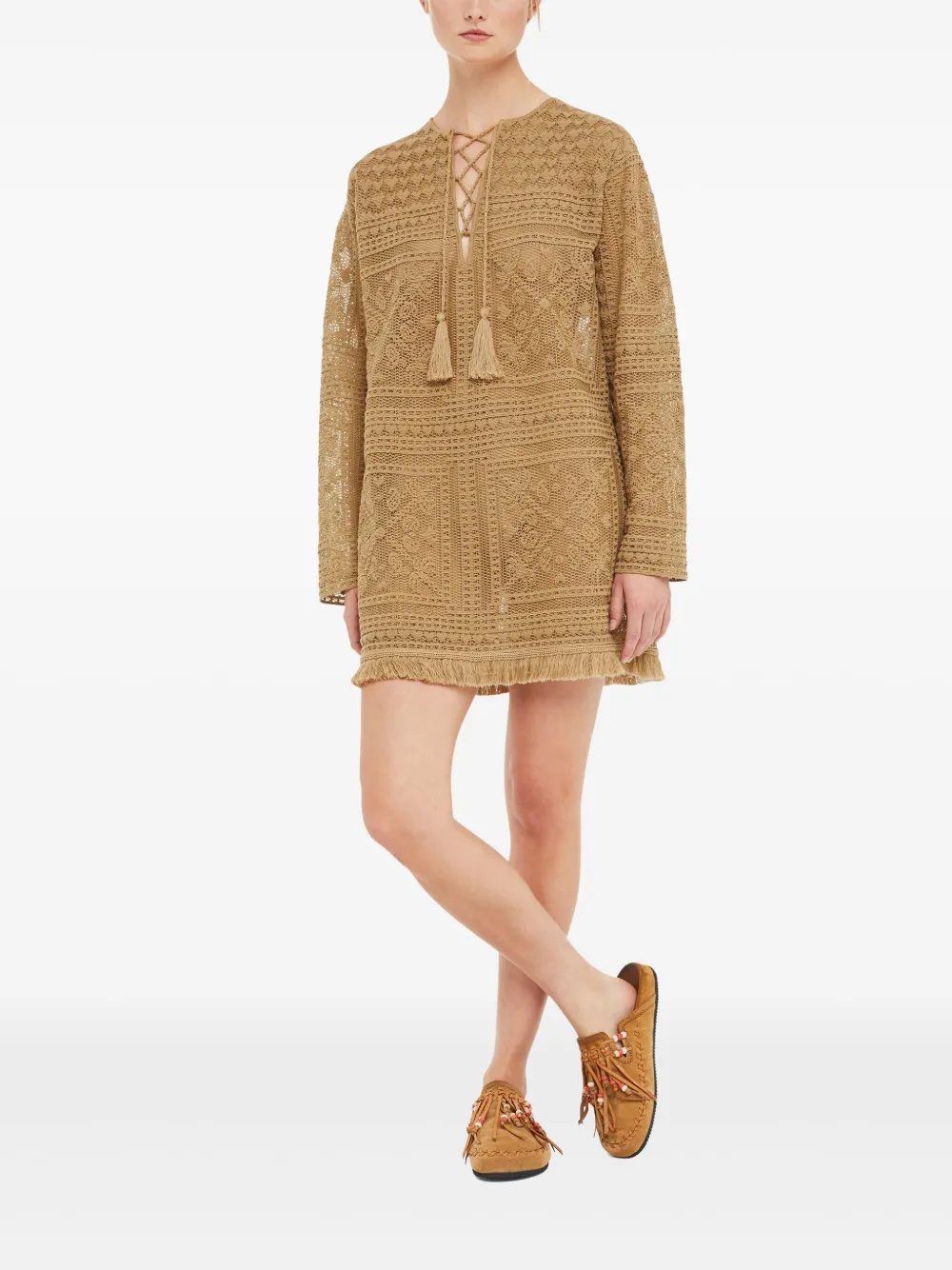 Alanui Kiss By The Book mini-jurk Beige