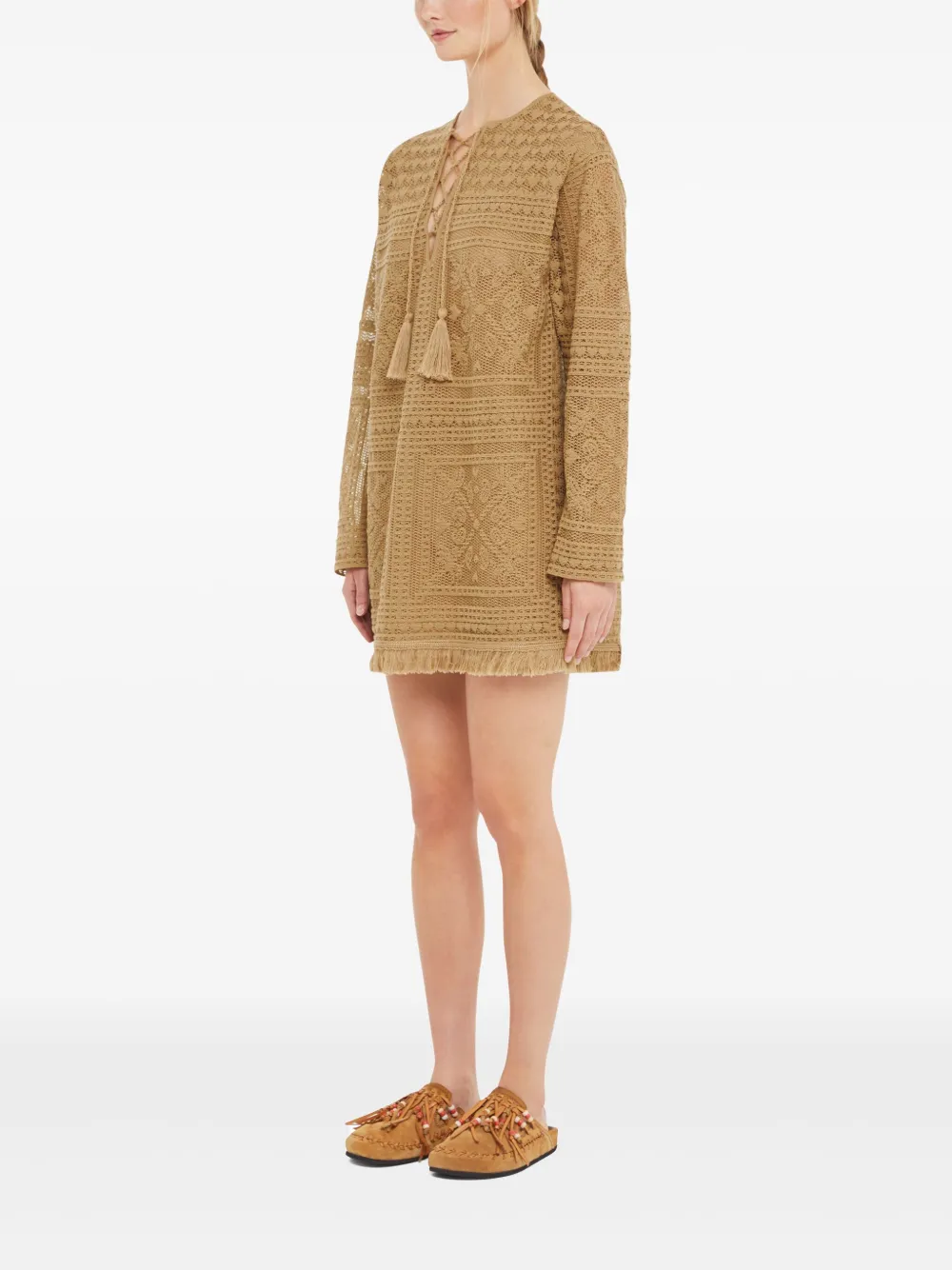 Alanui Kiss By The Book mini-jurk Beige