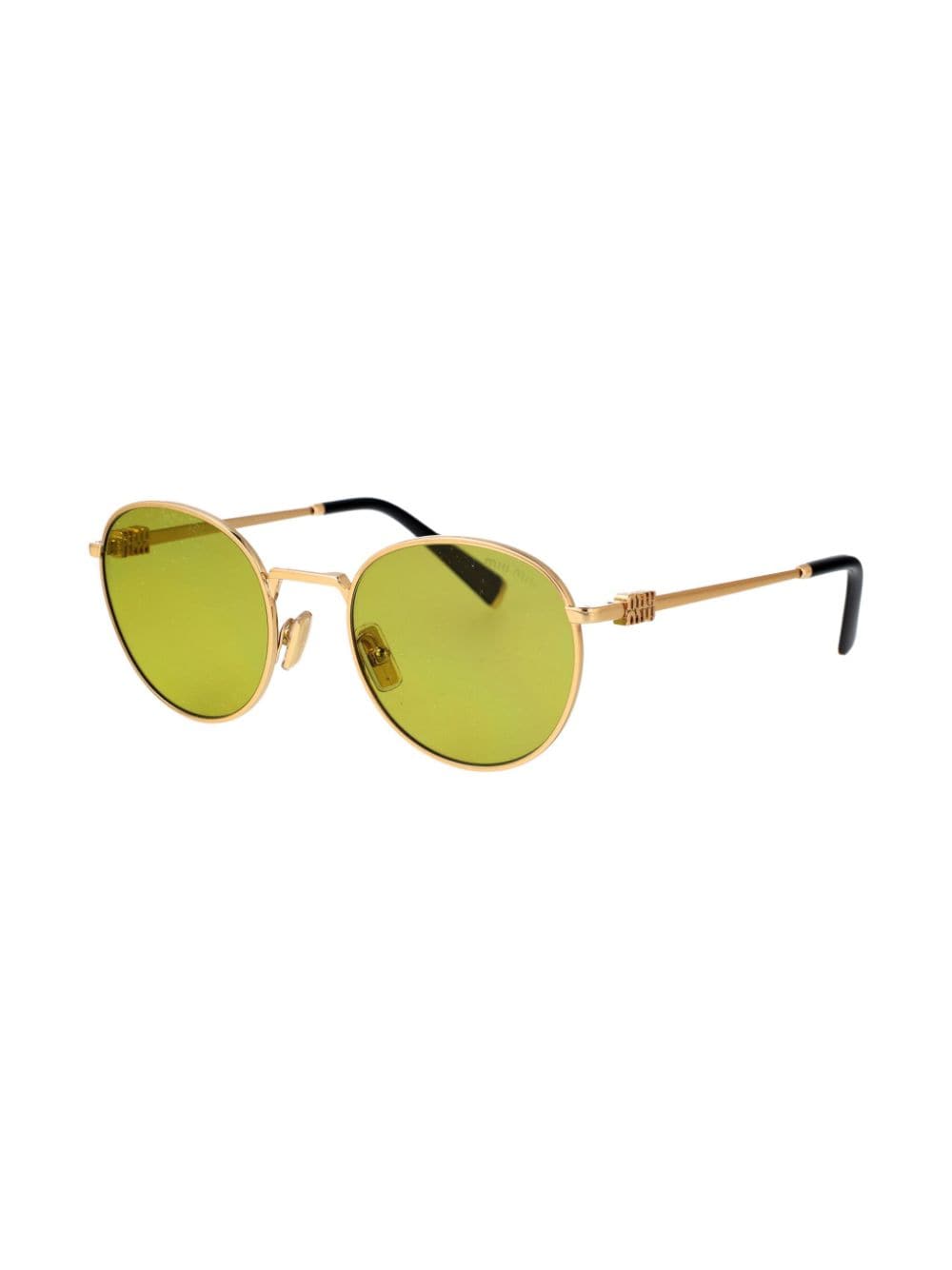 Shop Miu Miu Round-frame Sunglasses In Gold