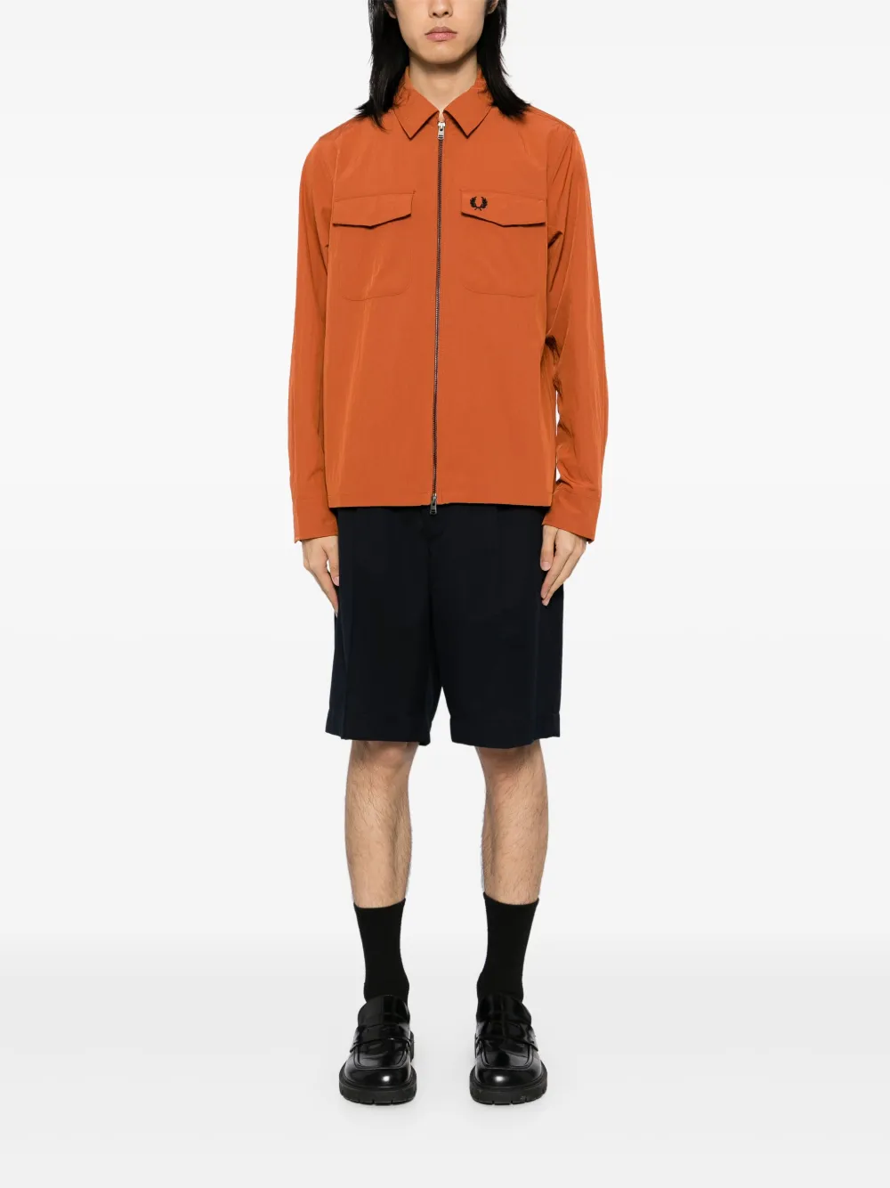 Fred Perry Shirtjack met textuur en rits - Oranje