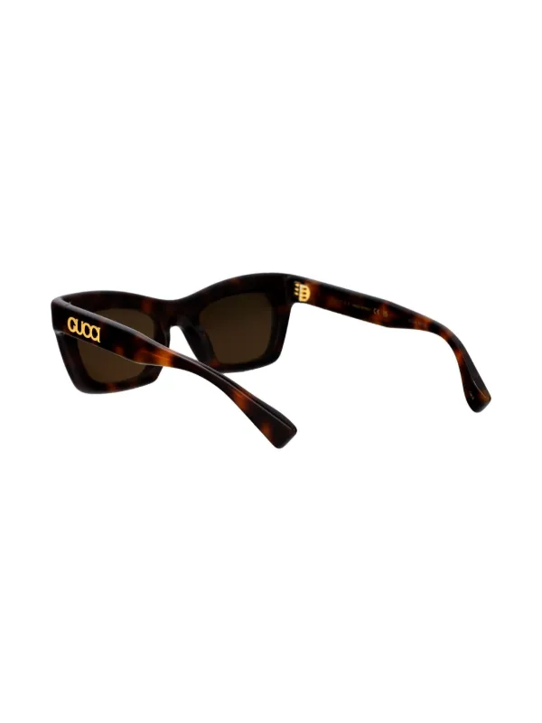 Gucci Eyewear ロゴ サングラス | ブラウン | FARFETCH JP