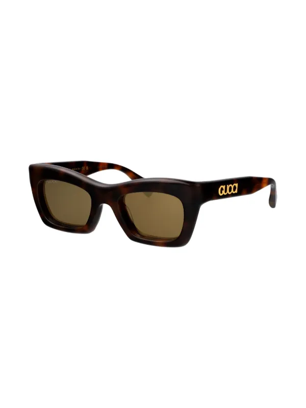 GGマークがオシャレ❣️GUCCI ブラウン サングラス イタリア製 Gucci Eyewear ロゴ サングラス | ブラウン | FARFETCH JP