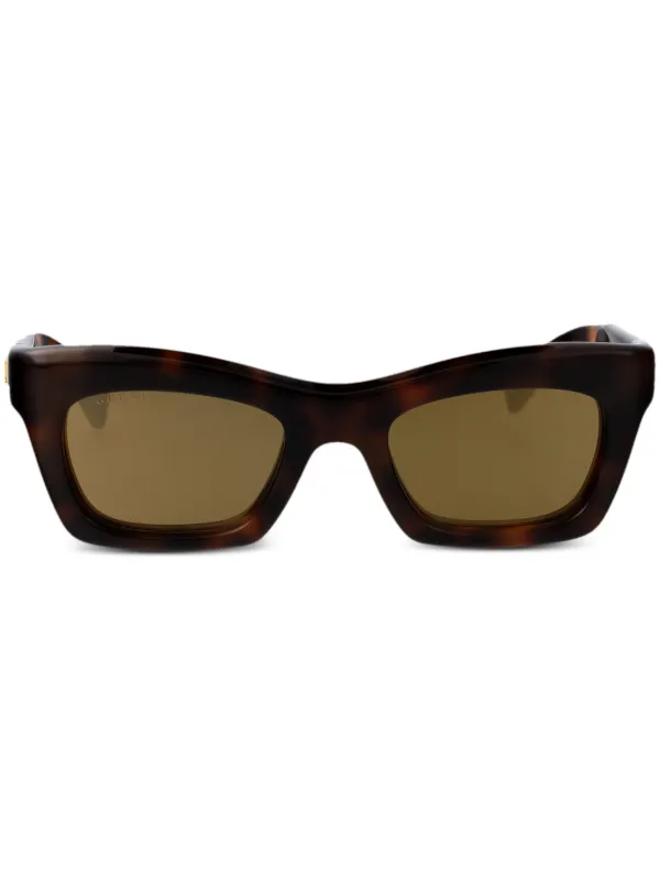 Gucci Eyewear ロゴ サングラス | ブラウン | FARFETCH JP