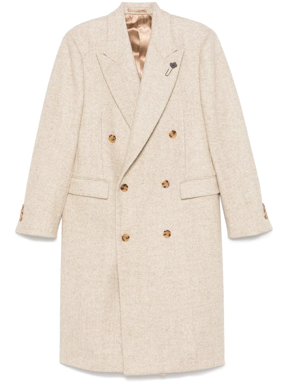 Lardini herringbone-pattern coat - Neutrals