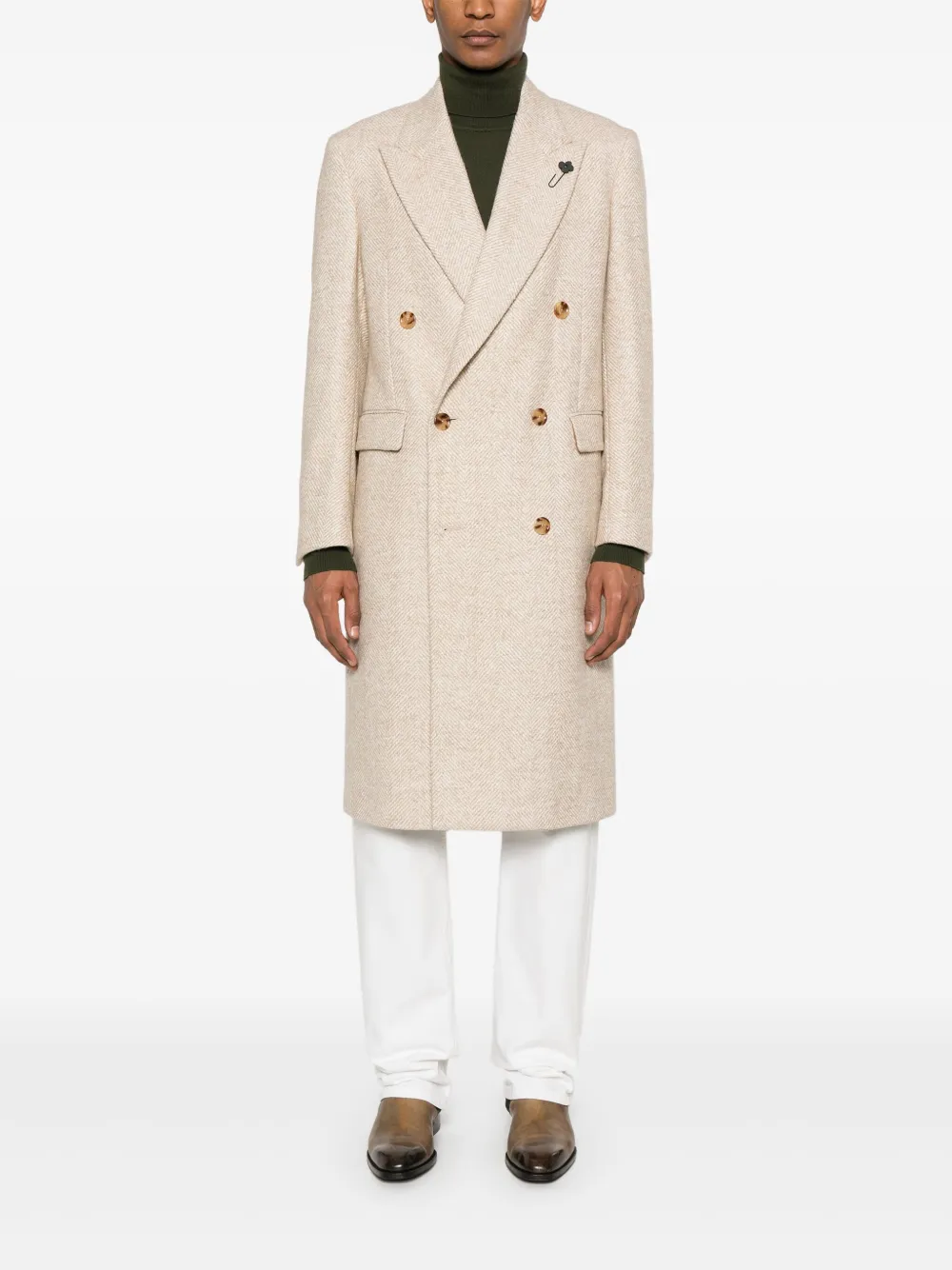 Lardini Jas met visgraat-patroon - Beige