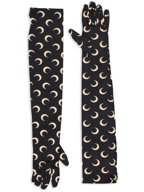 Marine Serre guantes con motivo Crescent Moon