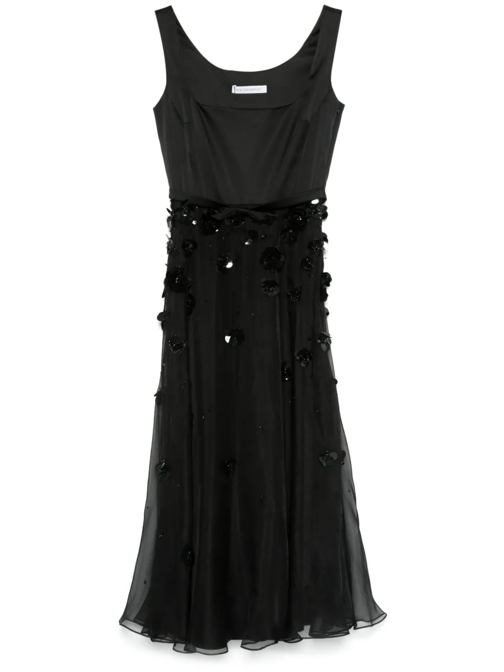 Viktor & Rolf Abito lungo svasato con ricamo - Nero