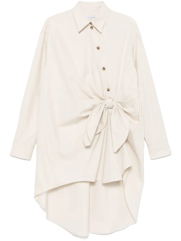 knotted shirt dress Viktor&Rolf Off White Knotted Gabardine Shirt Dress