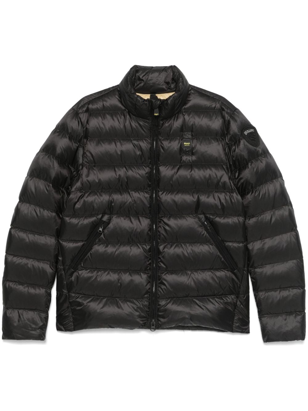 Shop Blauer Quilted Puffer Jacket In Schwarz