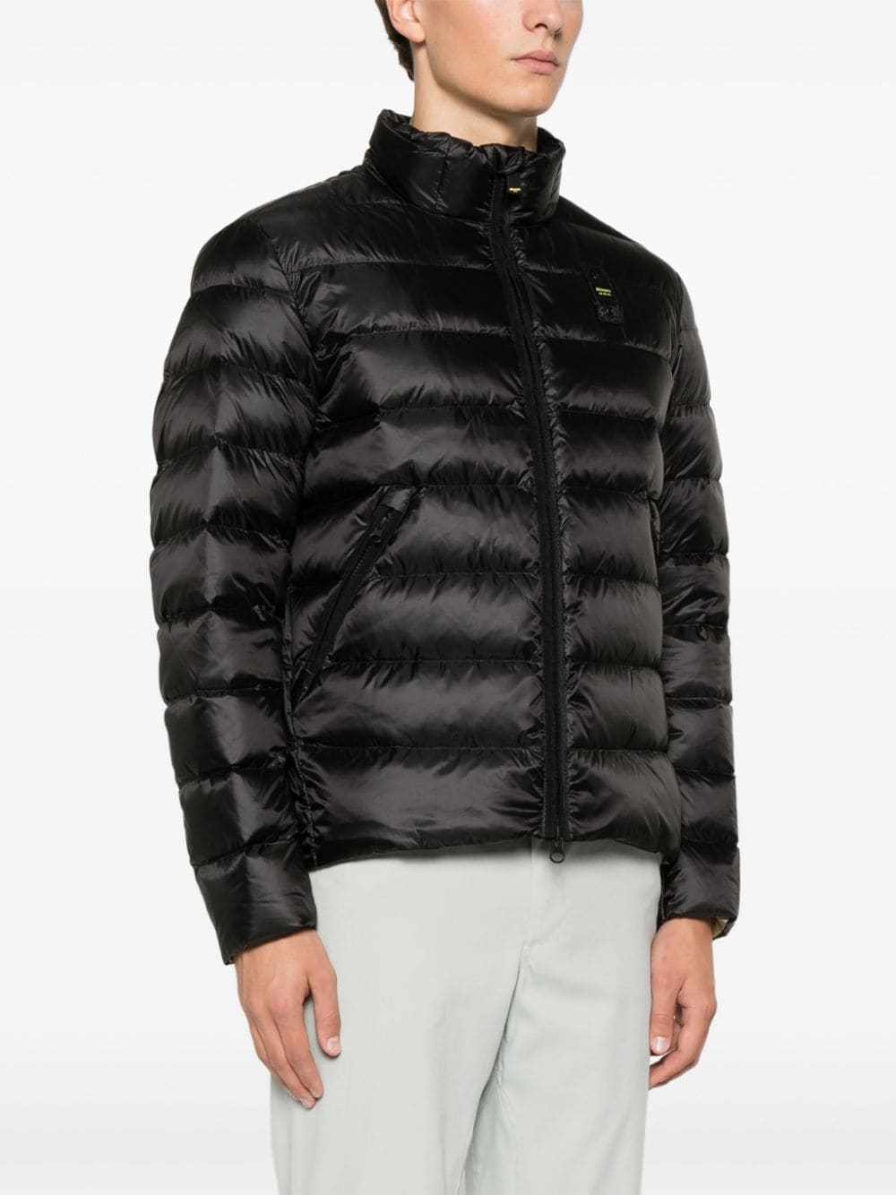 Shop Blauer Quilted Puffer Jacket In Schwarz