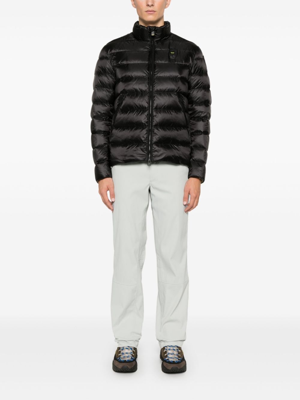 Shop Blauer Quilted Puffer Jacket In Schwarz