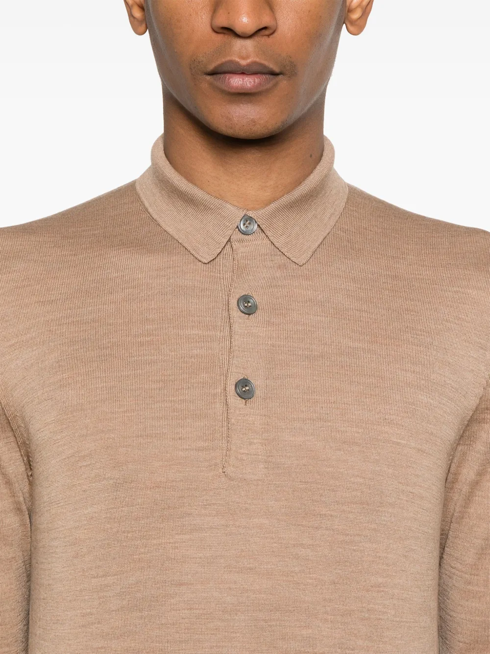Lardini Fijngebreid poloshirt Bruin