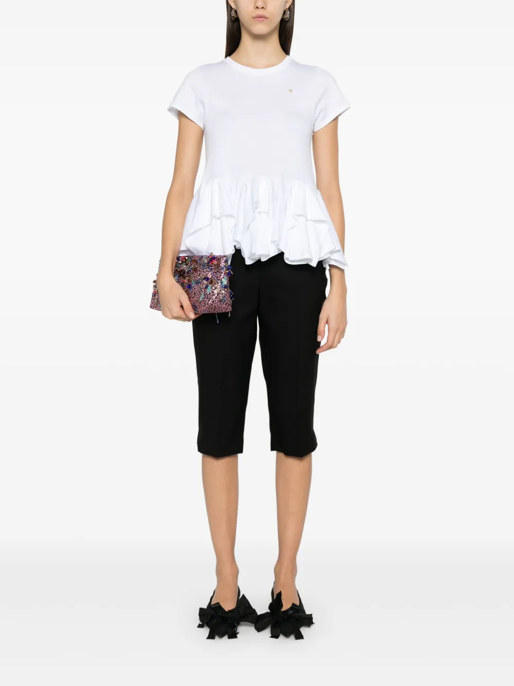 Viktor & Rolf T-shirt met peplum afwerking - Wit